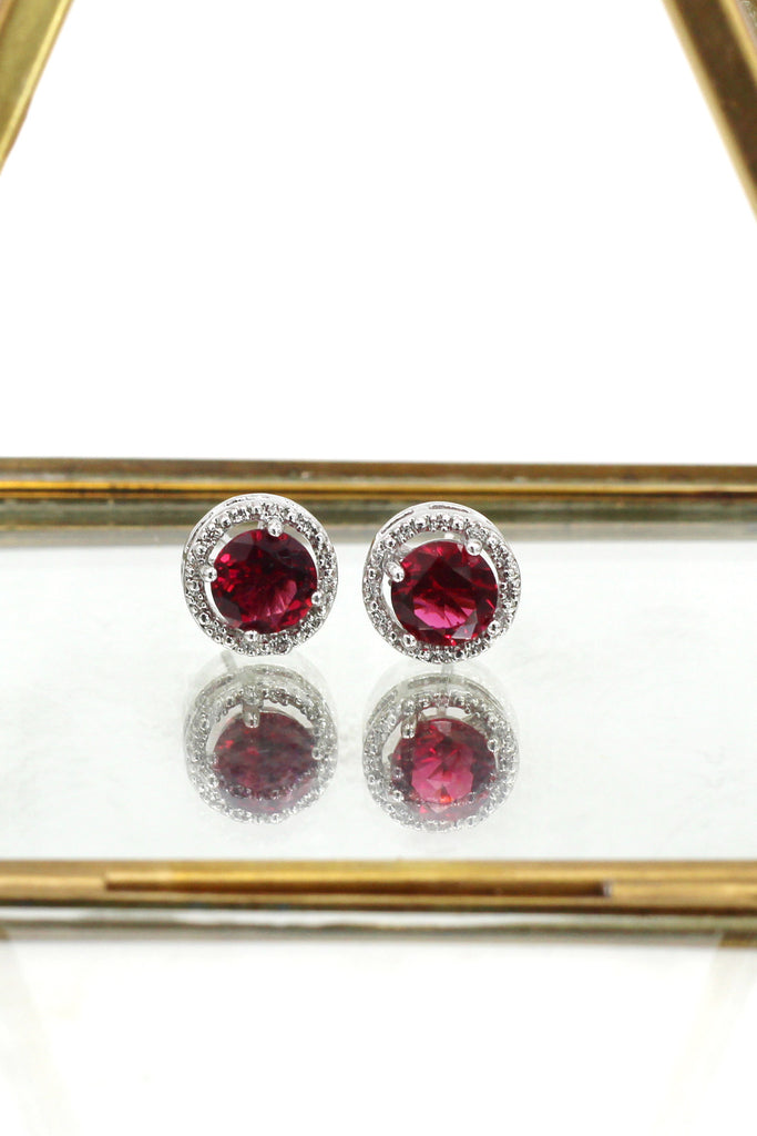 simple red crystal necklace earrings set