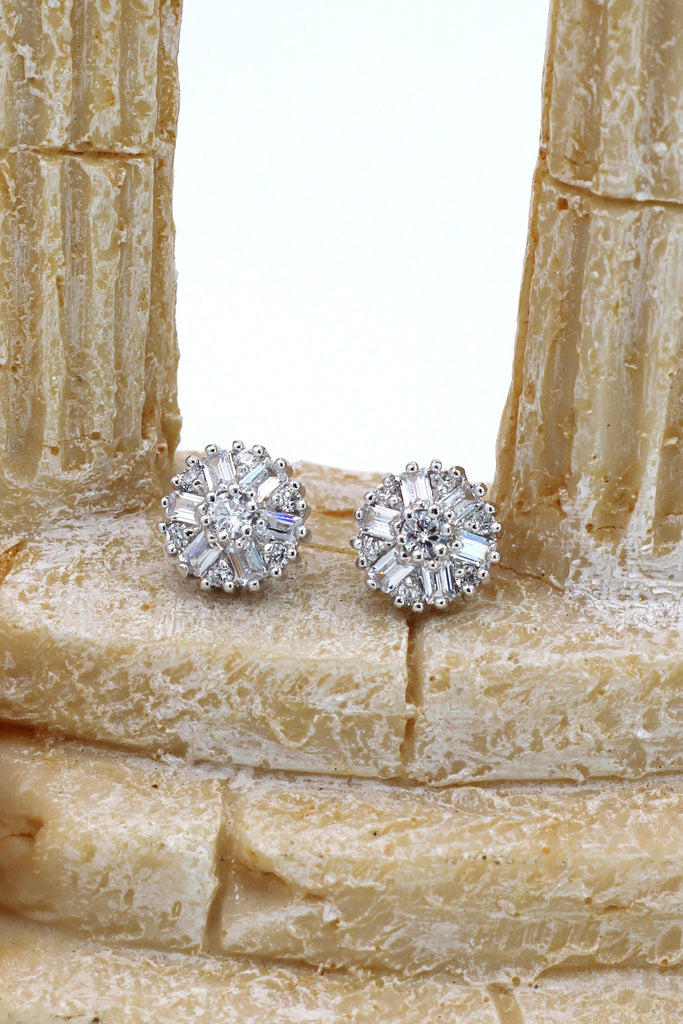 fashion small lady crystal silver earrings