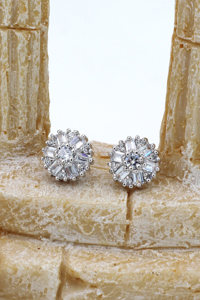 fashion small lady crystal silver earrings