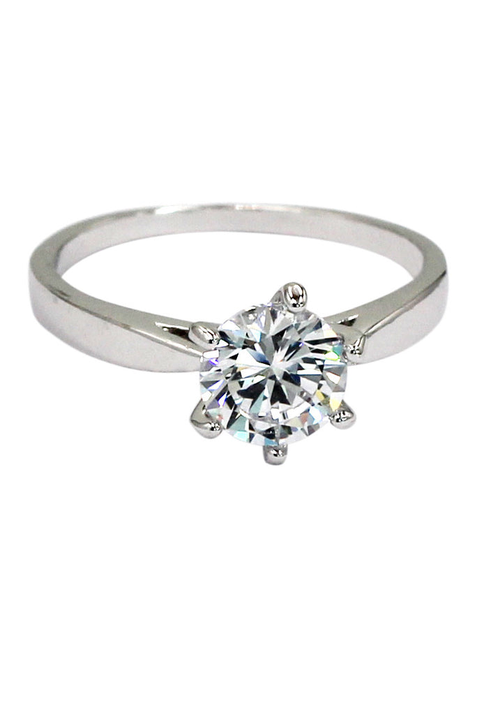 Simple six claw crystal ring