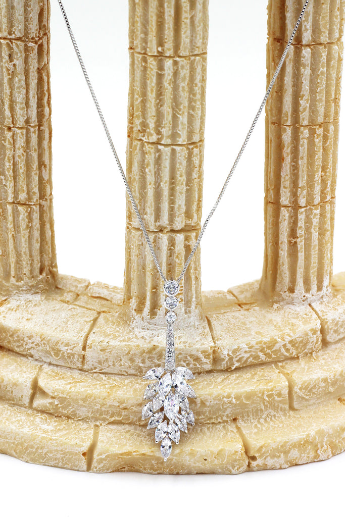 fashion crystal tassel silver necklace