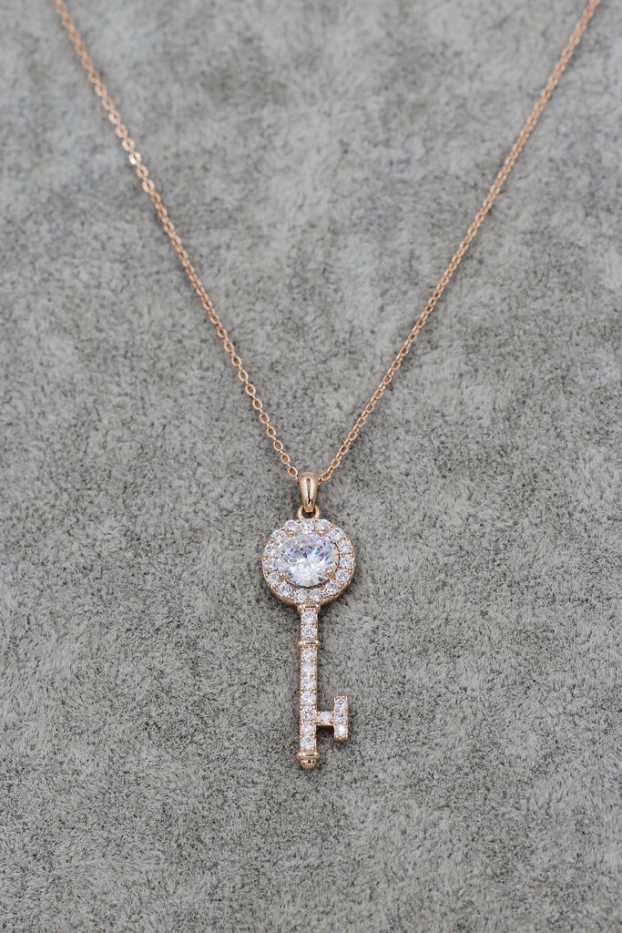 simple crystal key pendant necklace