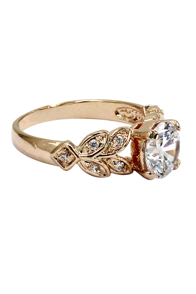 noble leaves crystal ring