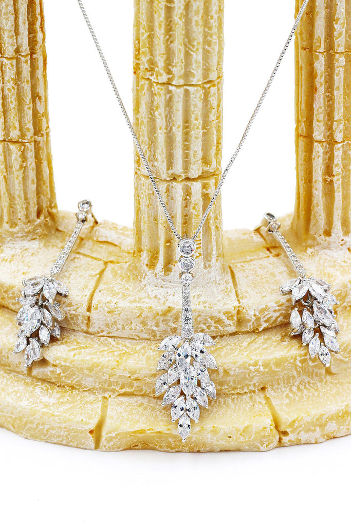 fashion crystal tassel silver necklace earring set