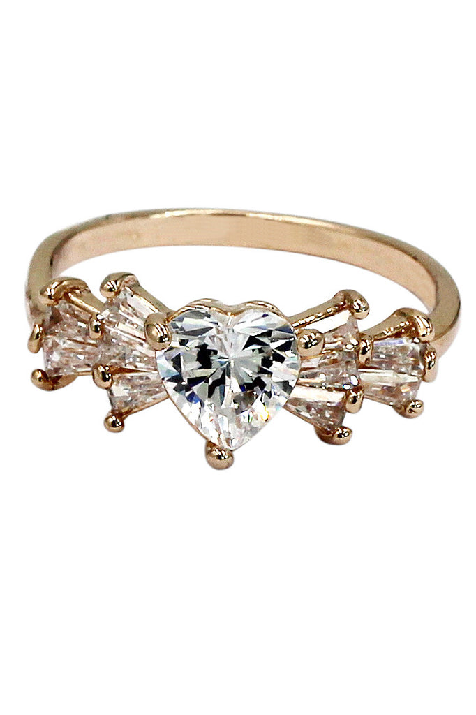 fashion lovely sweet crystal heart ring