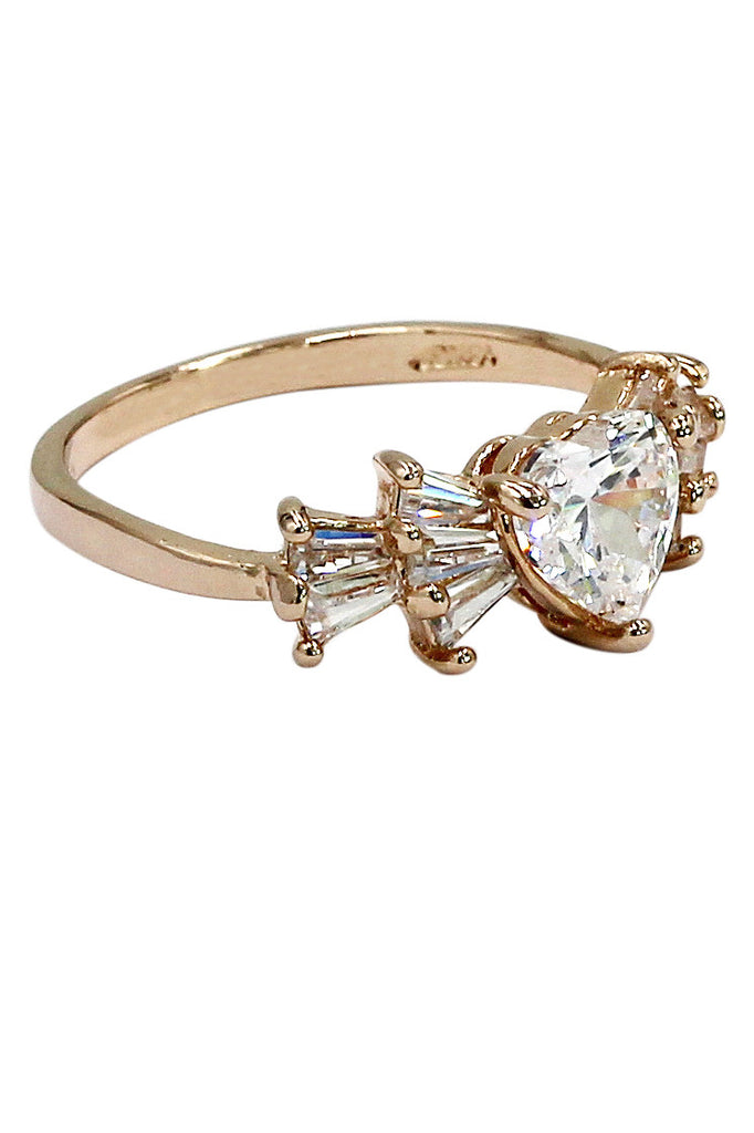 fashion lovely sweet crystal heart ring