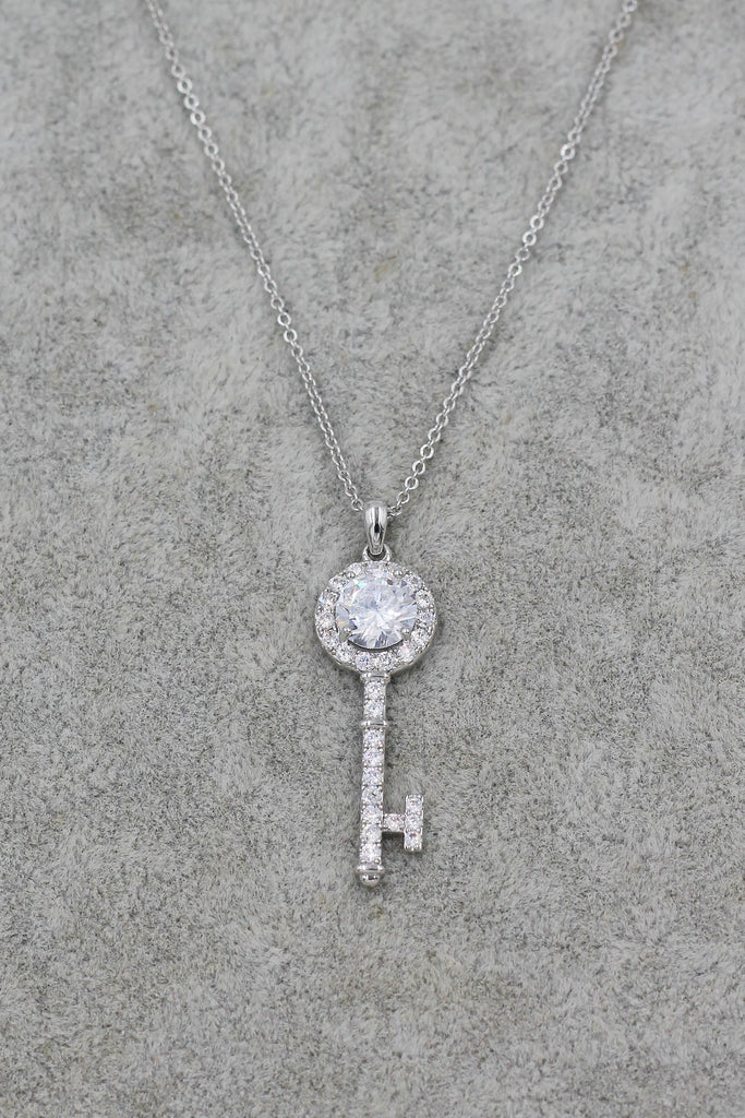 simple crystal key pendant necklace