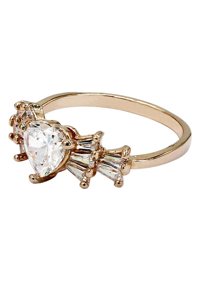 fashion lovely sweet crystal heart ring