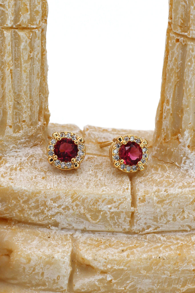 simple red crystal necklace earrings set