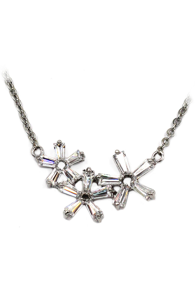simple flowers crystal necklace