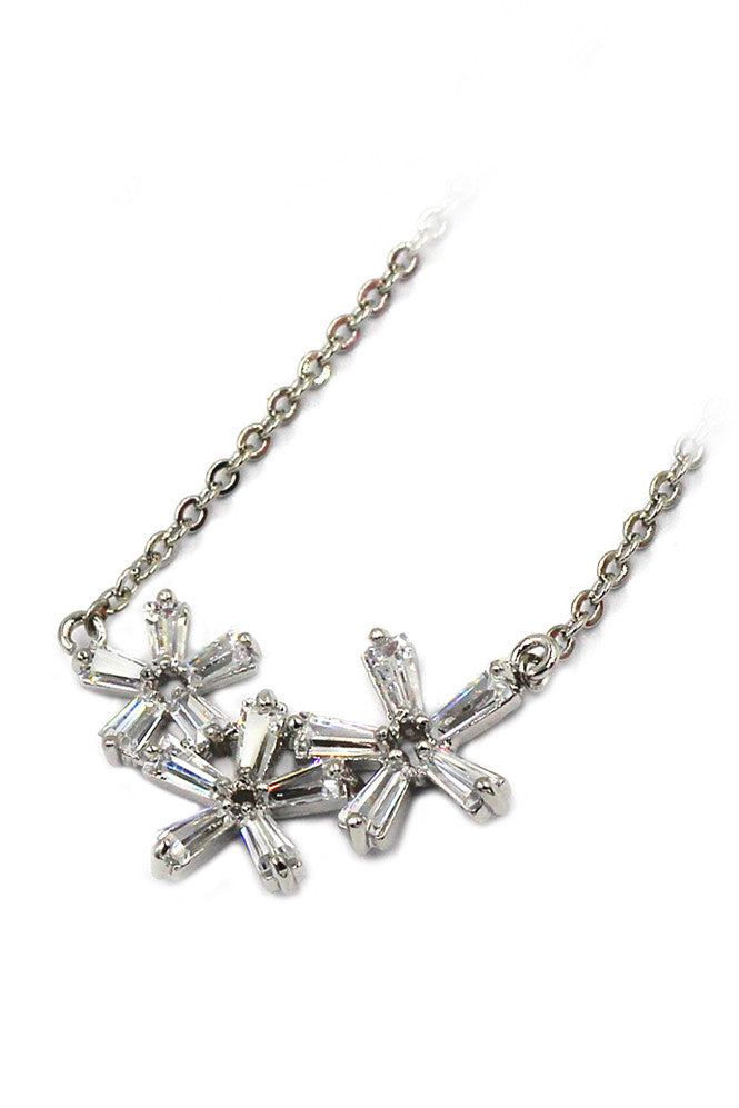 simple flowers crystal necklace