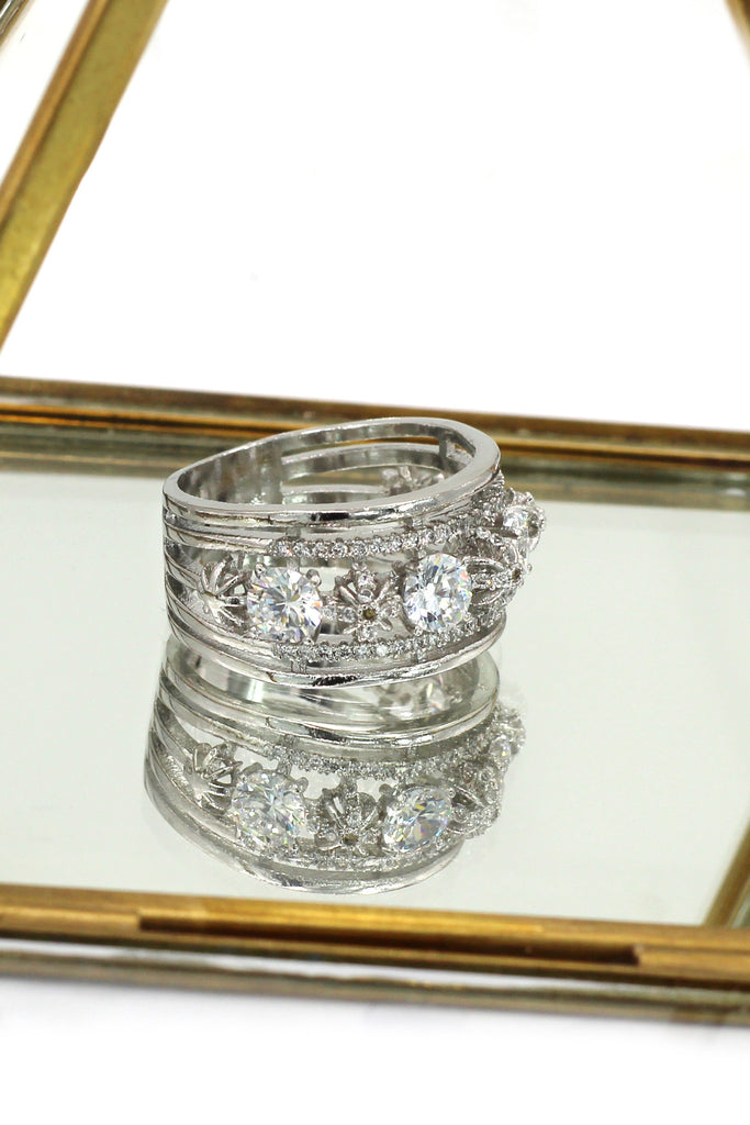 noble silver crystal ring