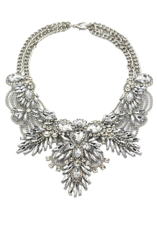 elegant black crystal flower necklace