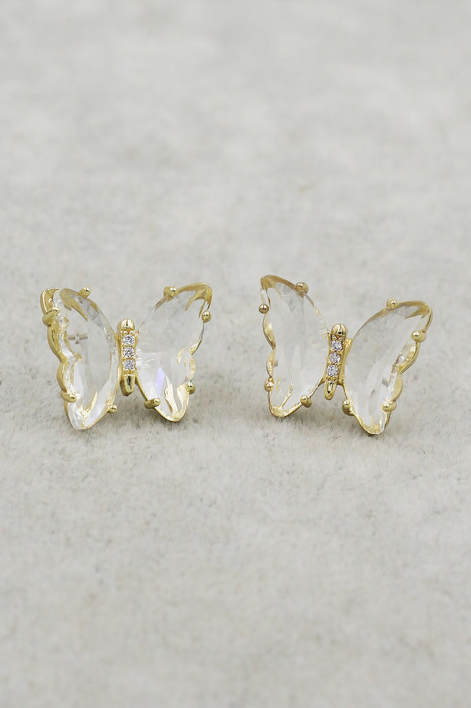 simple colorful crystal butterfly earrings