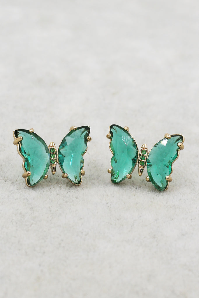simple colorful crystal butterfly earrings