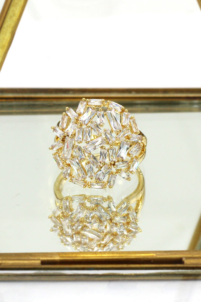 fashion small square crystal ring