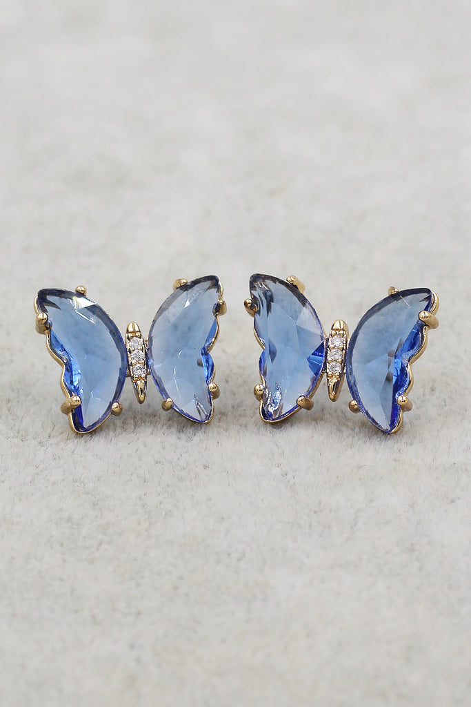simple colorful crystal butterfly earrings