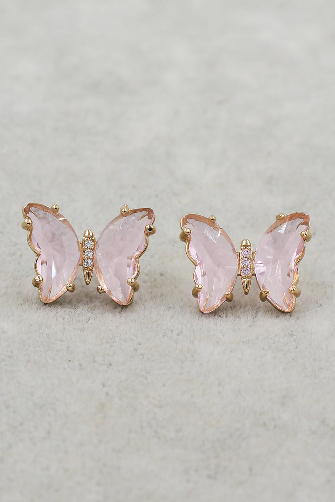 simple colorful crystal butterfly earrings