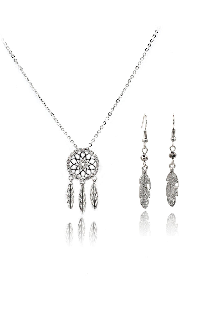 mini leaf earring necklace set