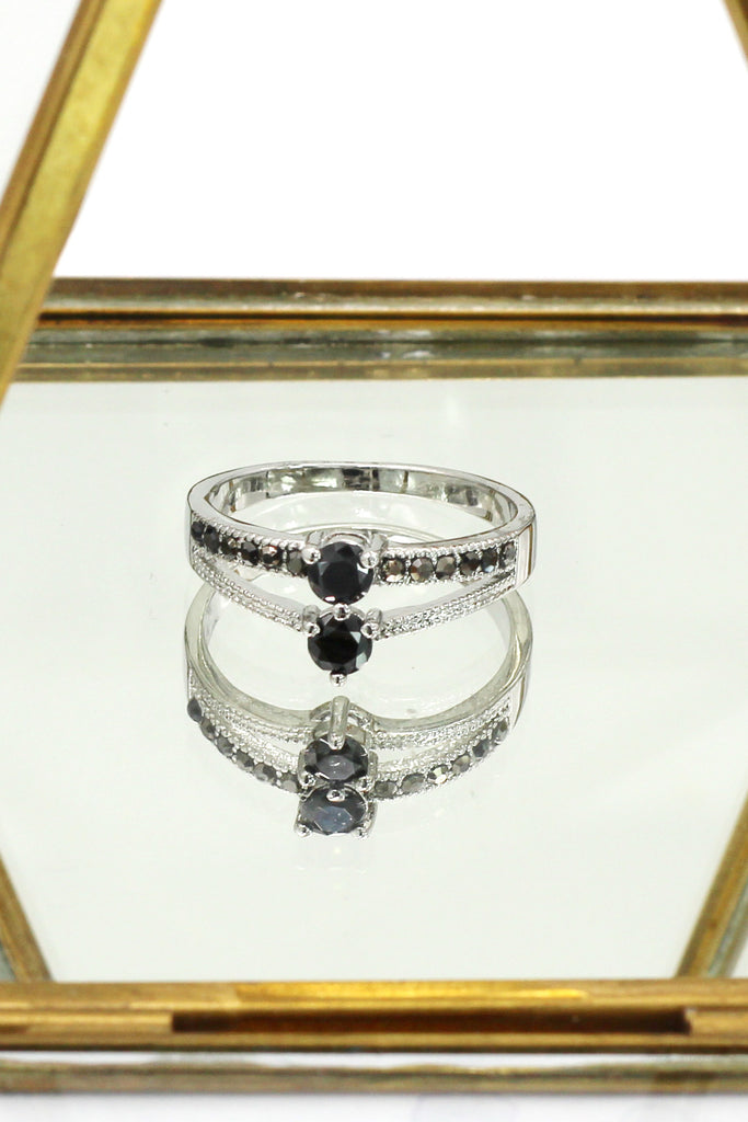 colourful small crystal silver ring