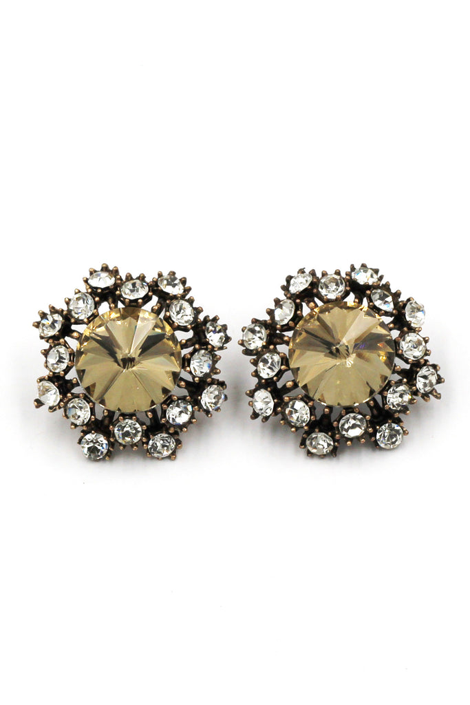 elegant colorful crystal flower necklace earring sets