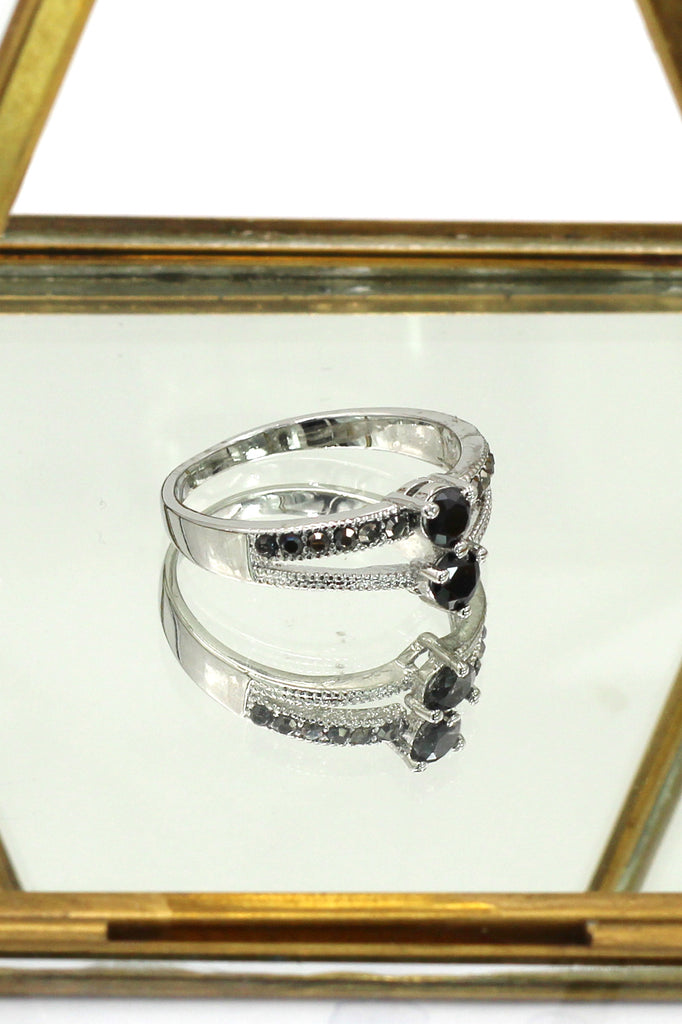 colourful small crystal silver ring