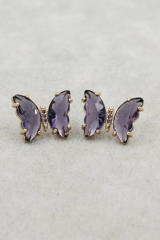 simple colorful crystal butterfly earrings
