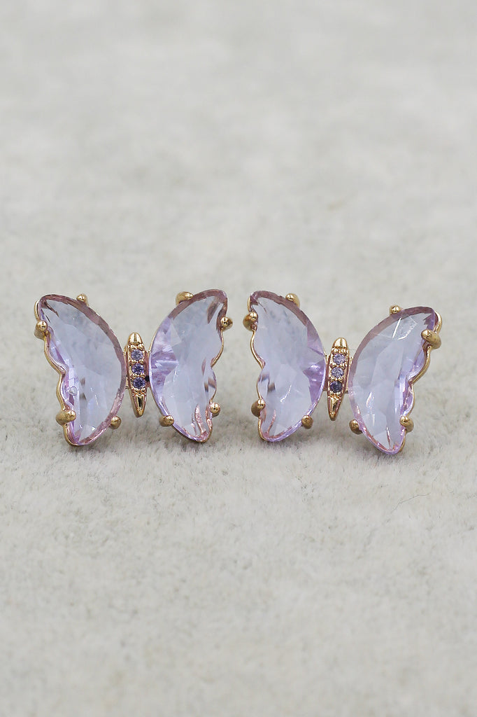 simple colorful crystal butterfly earrings