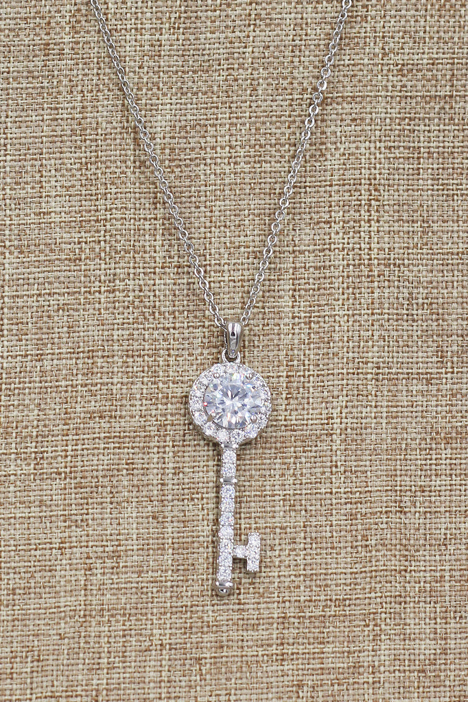 simple crystal key pendant necklace