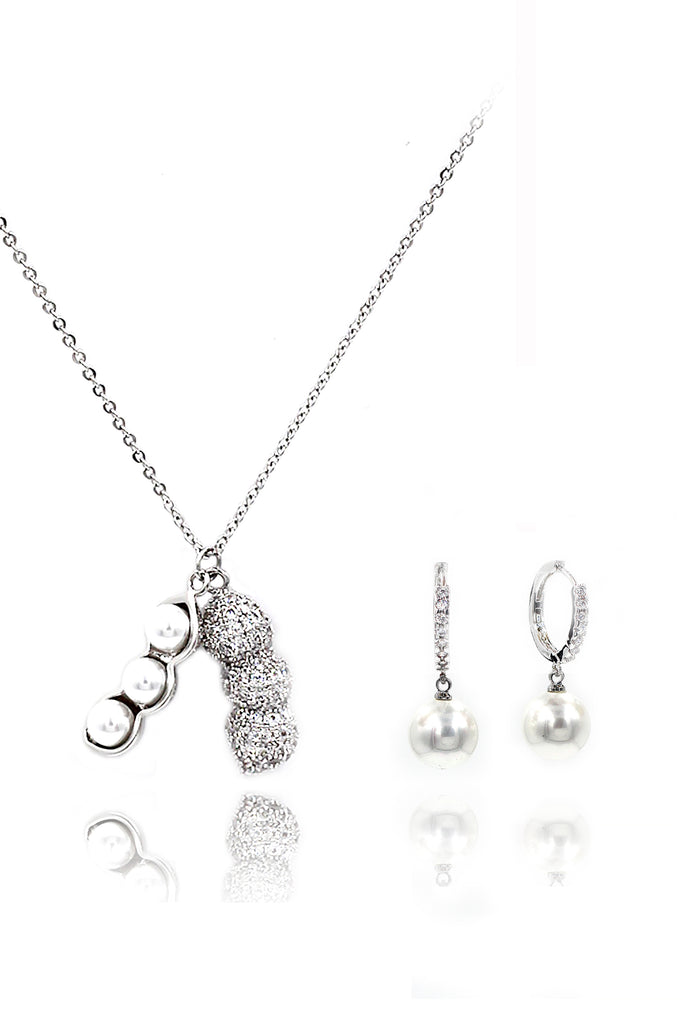 Elegant Pearl Peanut Necklace and Earrings Set
