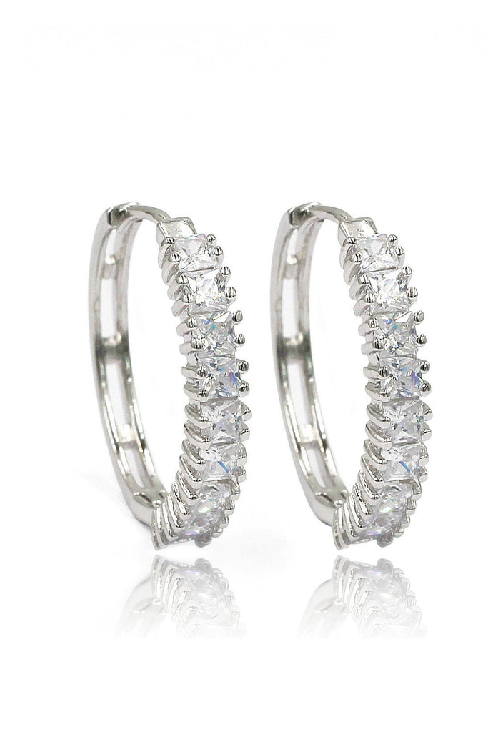 fashion big circle crystal silver earrings