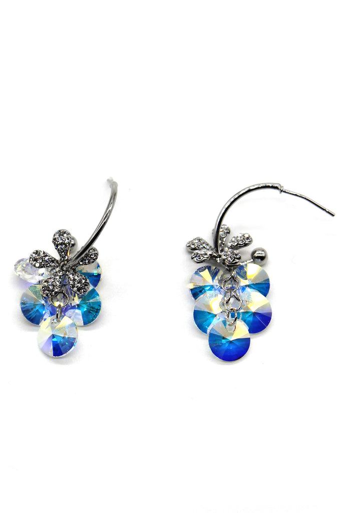 sweety swarovski crystal silver flower earrings