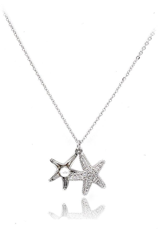 Fashion starfish pearl earrings necklace set