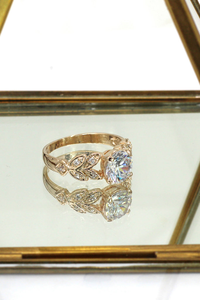 noble leaves crystal ring