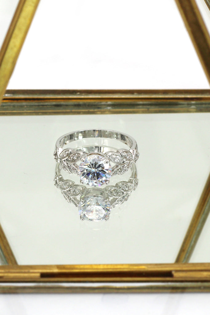 noble leaves crystal ring