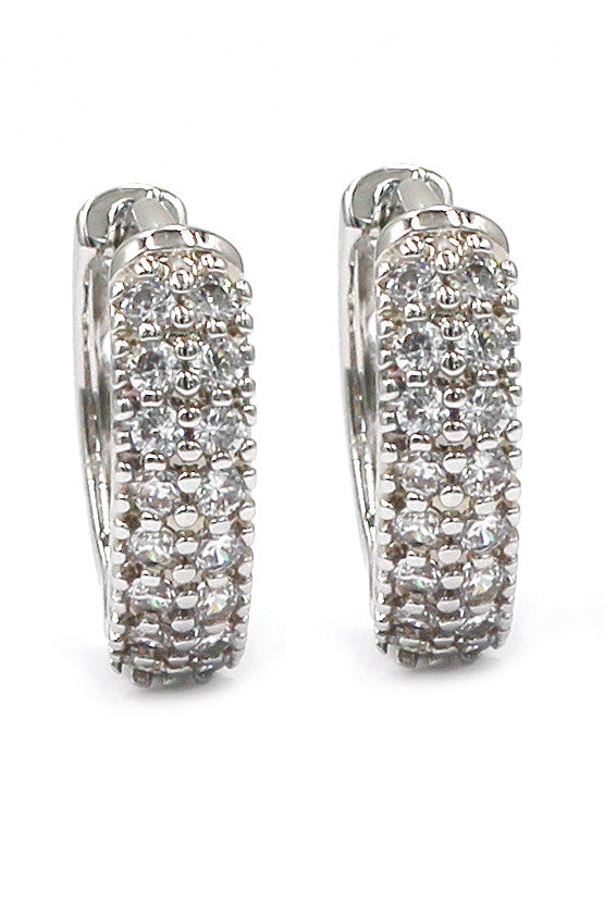 mini crystal silver circle earrings