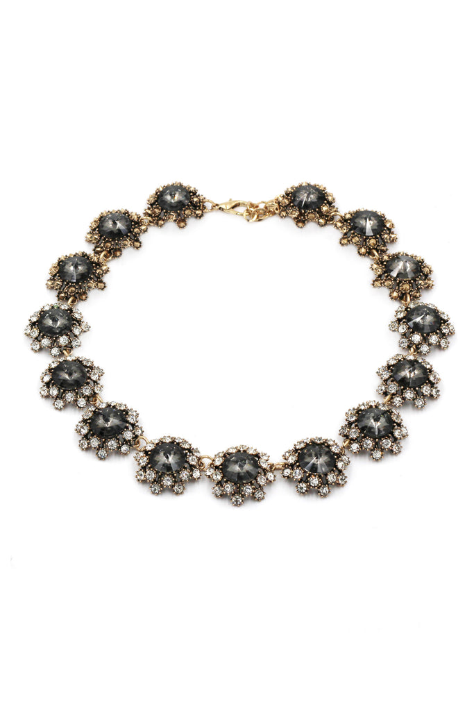 elegant colorful crystal flower necklace earring sets