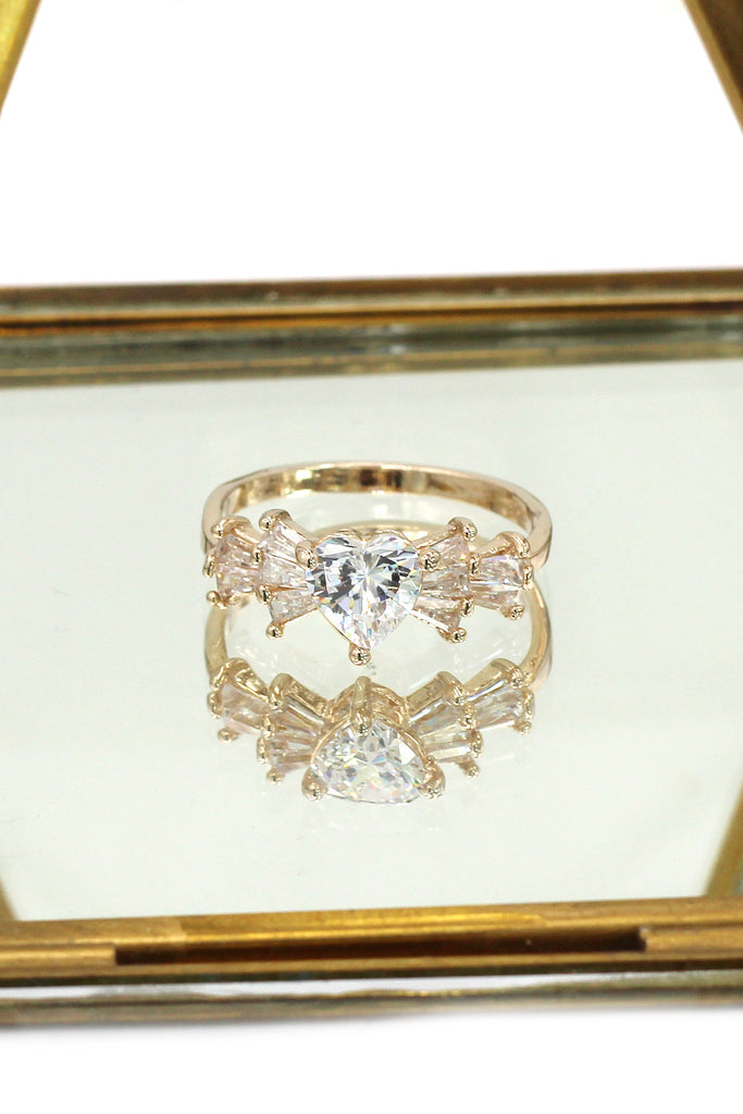fashion lovely sweet crystal heart ring
