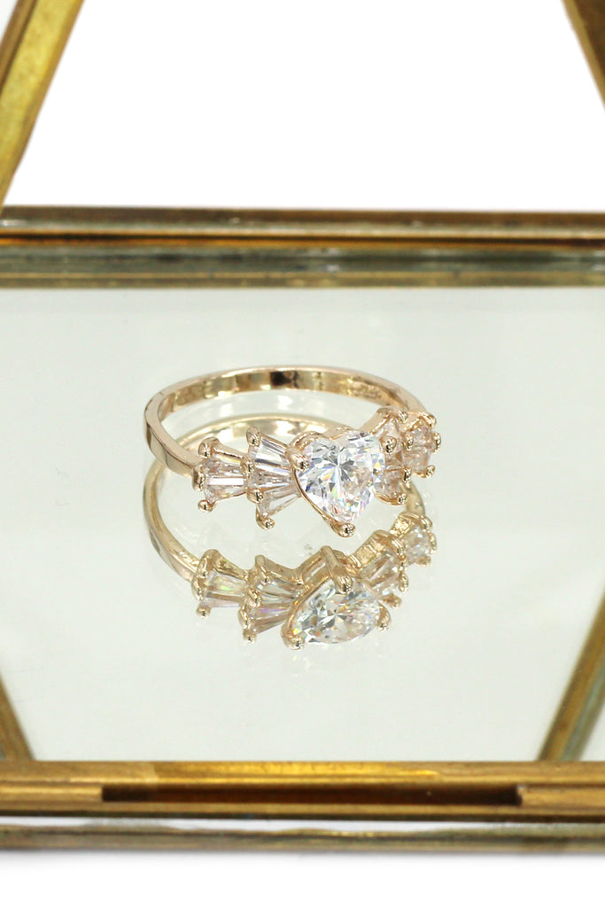 fashion lovely sweet crystal heart ring