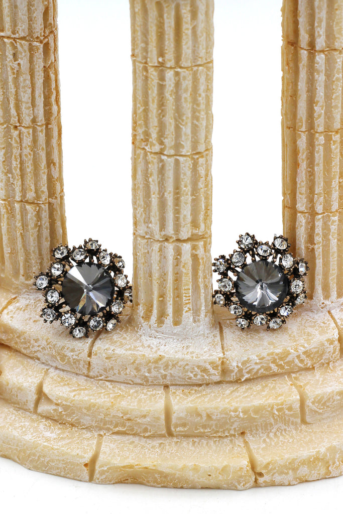 elegant colorful crystal flower necklace earring sets