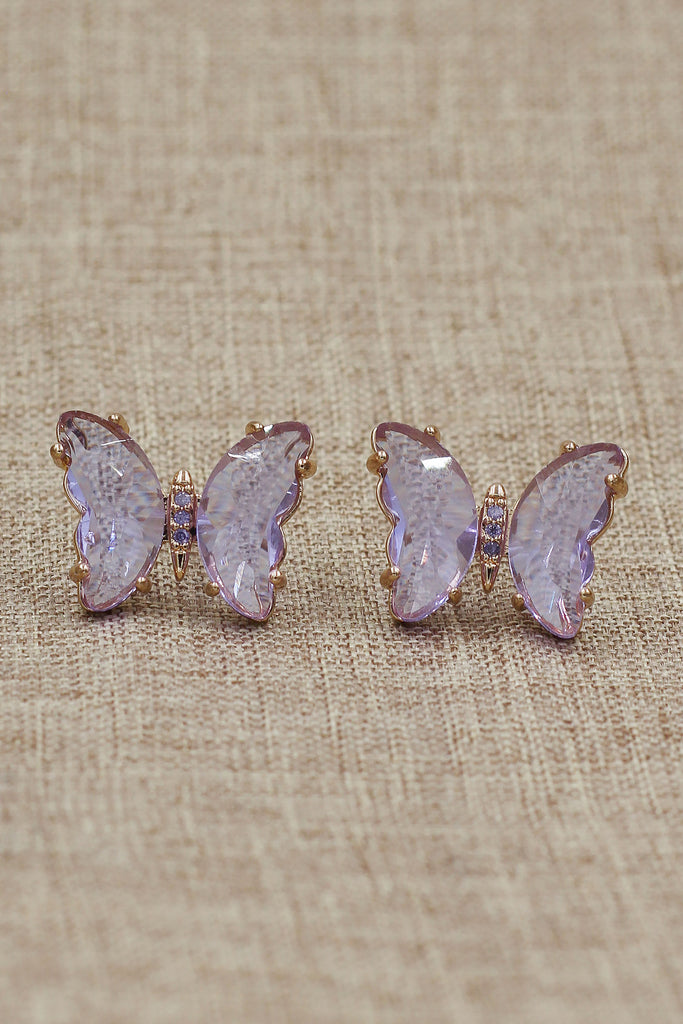 simple colorful crystal butterfly earrings