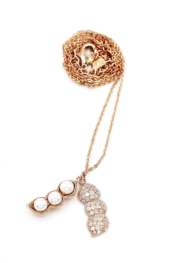 Elegant Pearl Peanut Butterfly Necklace Set