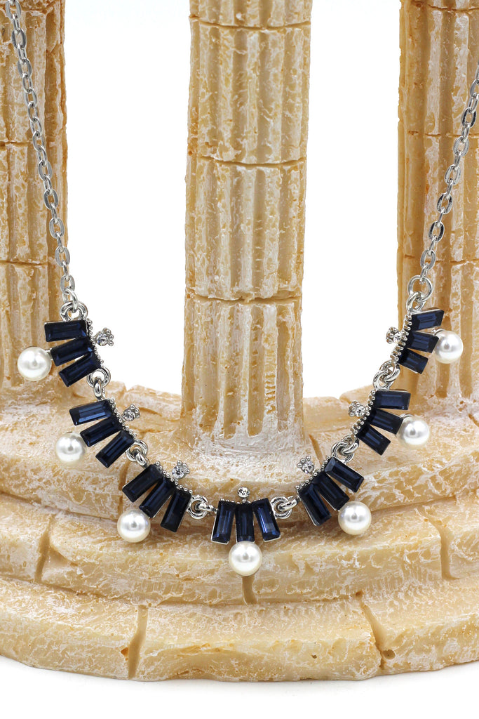 fashion crystal and pearl silver necklace