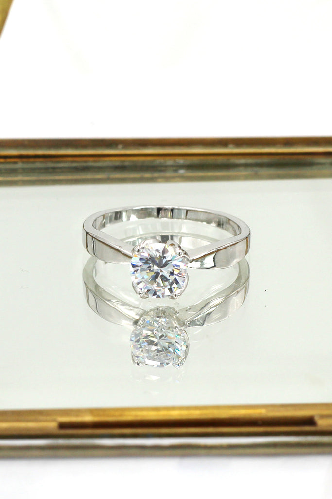 love crystal silver ring