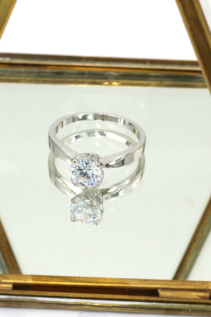 love crystal silver ring