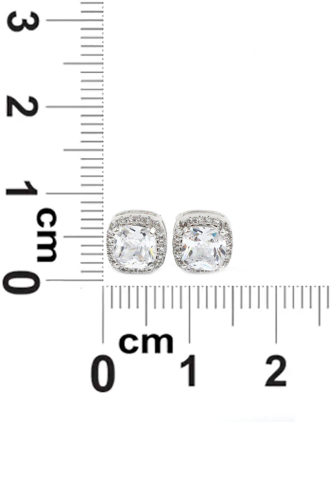 silver square crystal earrings