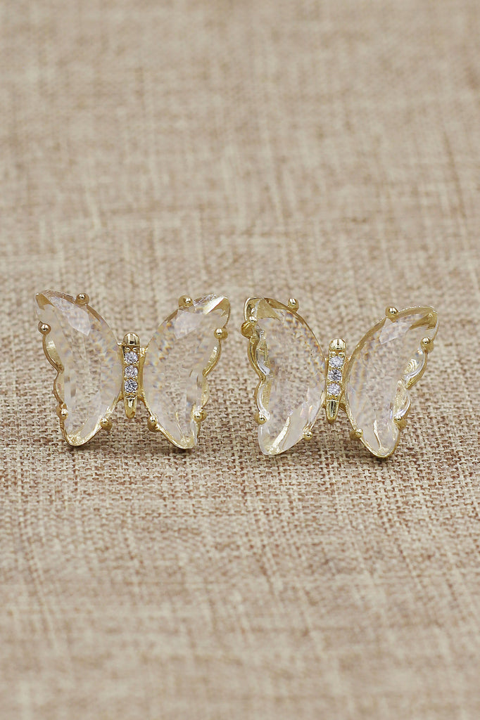 simple colorful crystal butterfly earrings