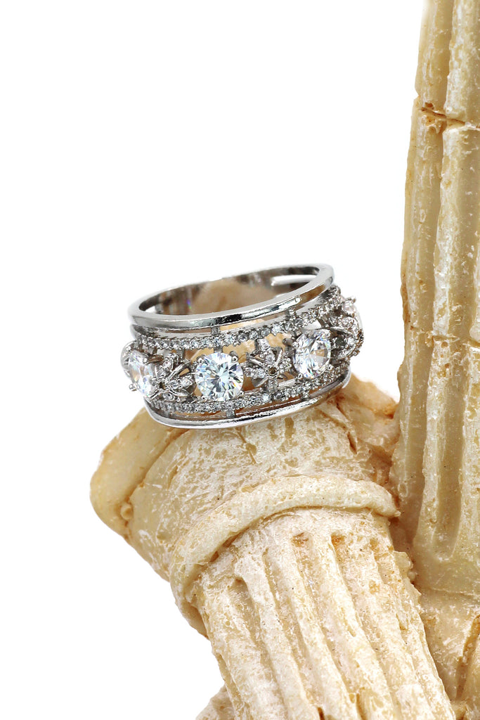 noble silver crystal ring