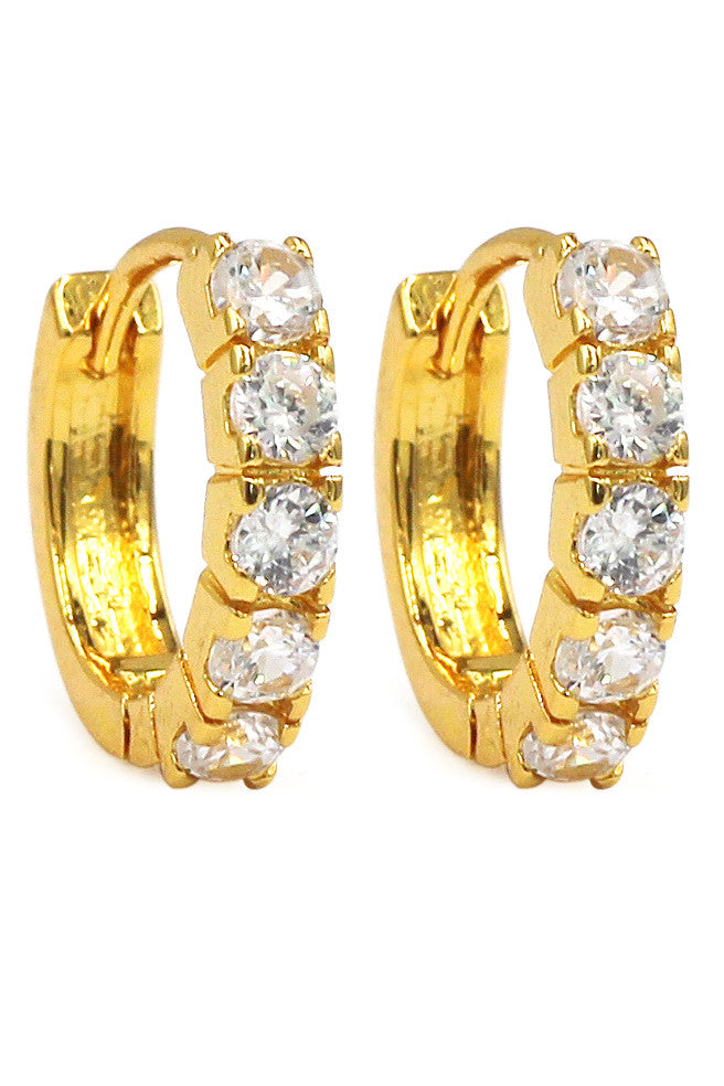 mini crystal golden earrings