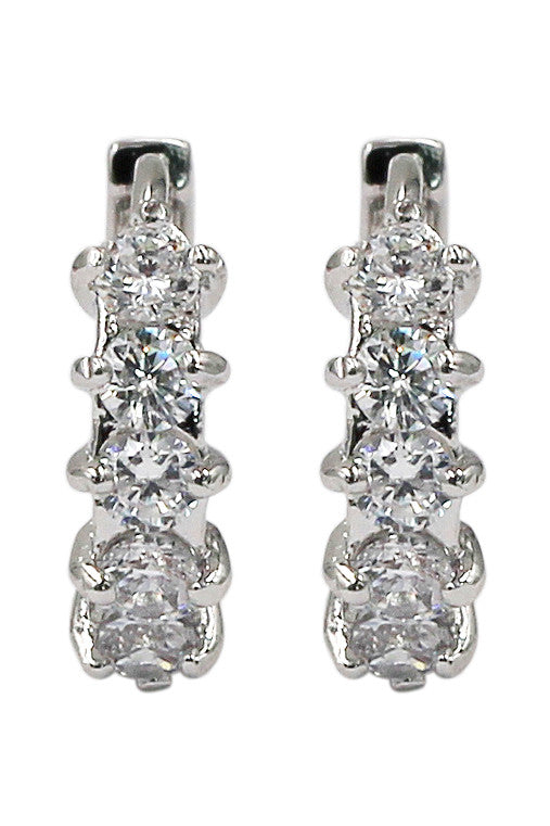 lovely crystal silver circle earrings